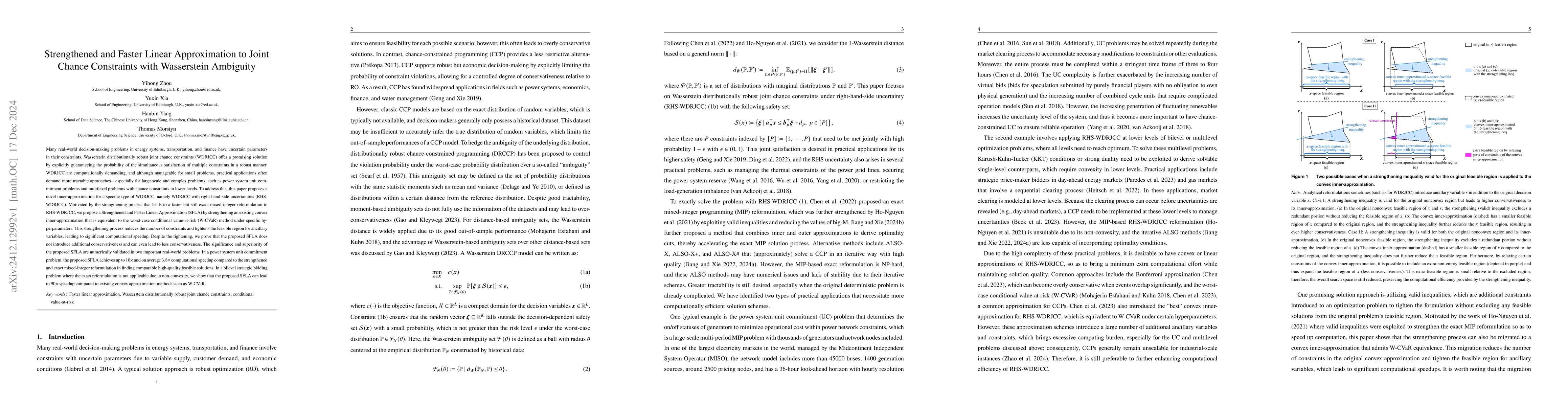 Thumbnail for Strengthened and Faster Linear Approximation to Joint Chance Constraints
  with Wasserstein Ambiguity