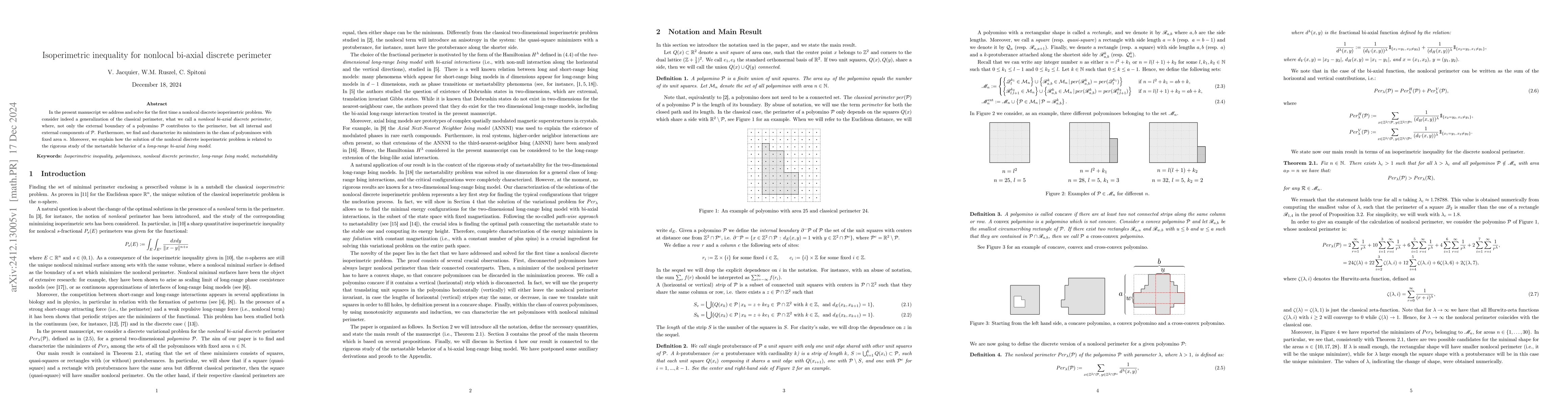 Thumbnail for Isoperimetric inequality for nonlocal bi-axial discrete perimeter
