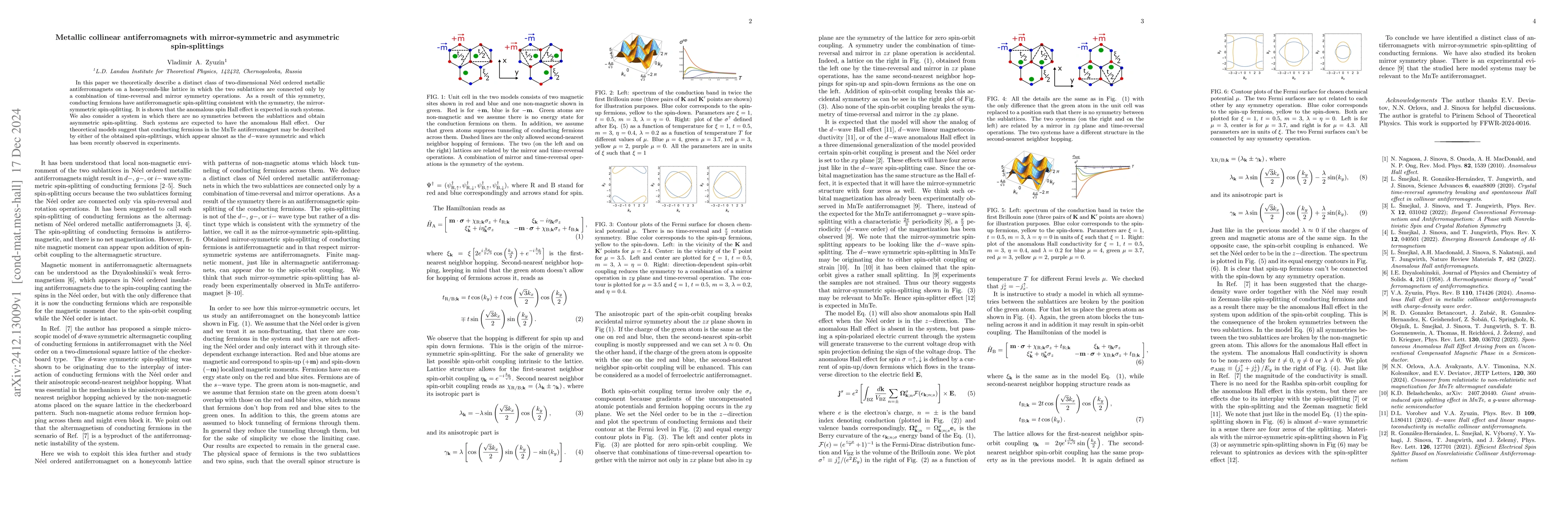 Thumbnail for Metallic collinear antiferromagnets with mirror-symmetric and asymmetric
  spin-splittings
