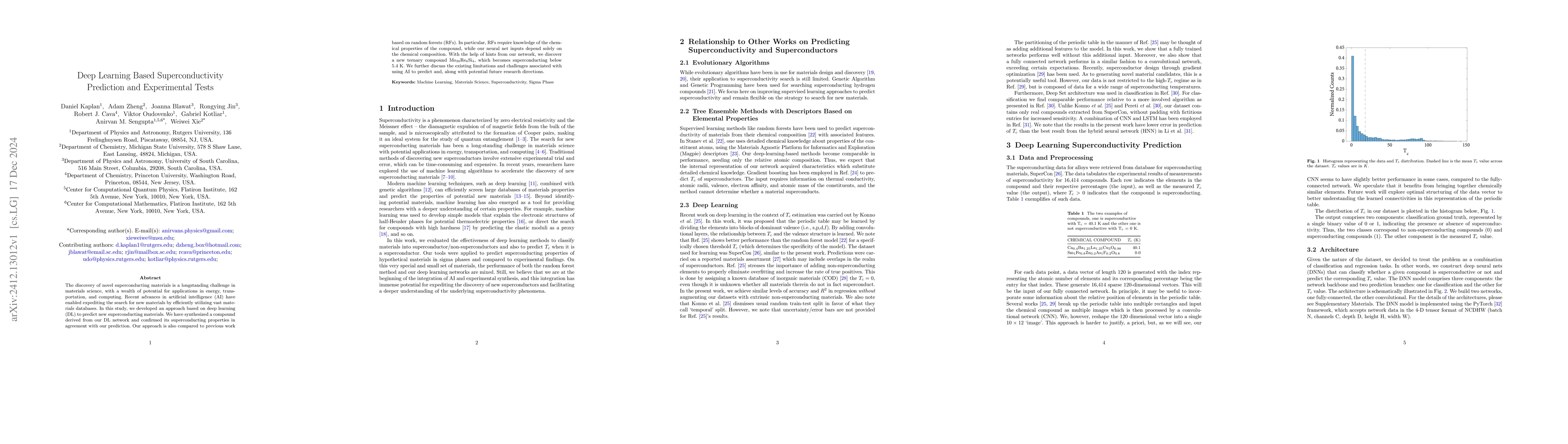 Thumbnail for Deep Learning Based Superconductivity: Prediction and Experimental Tests