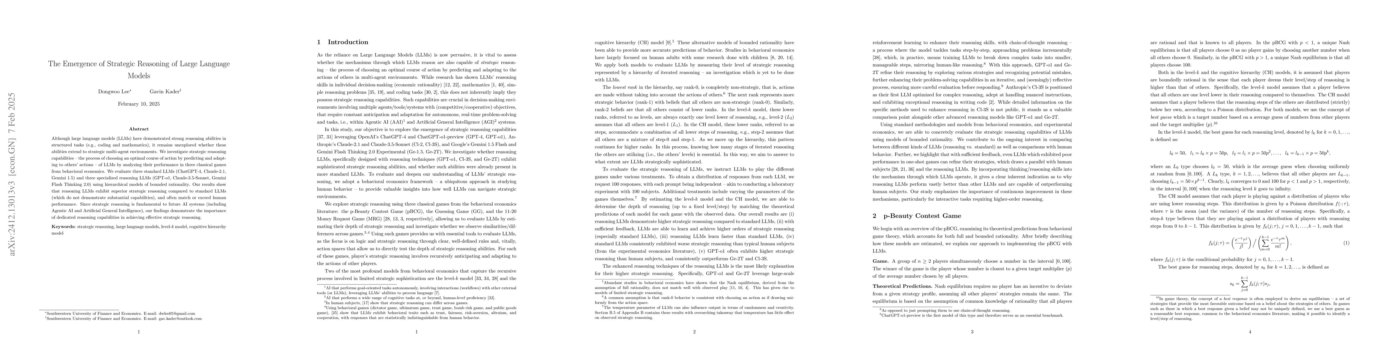 Thumbnail for The Emergence of Strategic Reasoning of Large Language Models
