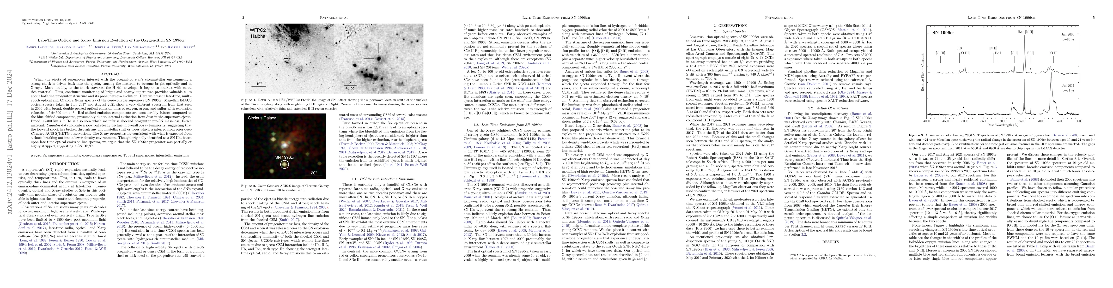 Thumbnail for Late-Time Optical and X-ray Emission Evolution of the Oxygen-Rich SN
  1996cr