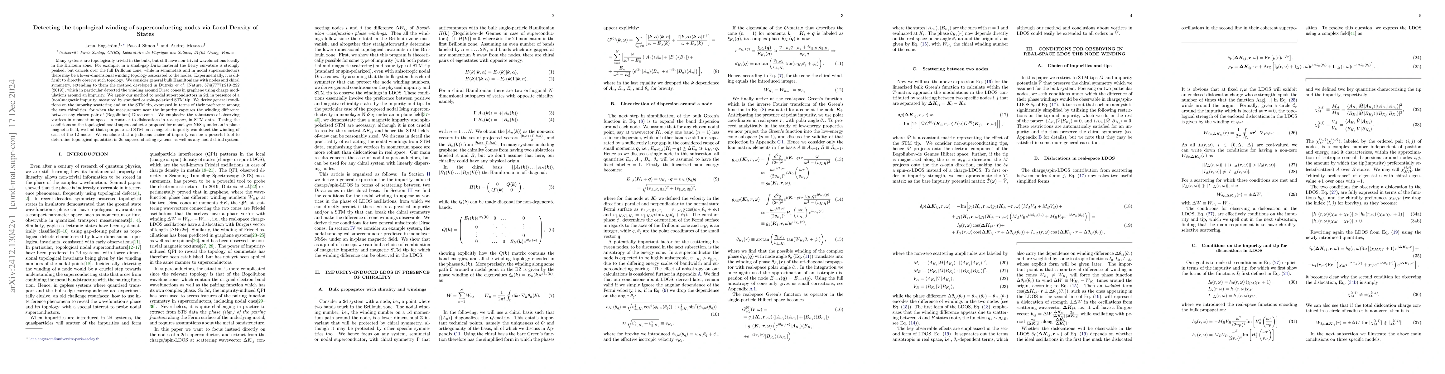 Thumbnail for Detecting the topological winding of superconducting nodes via Local
  Density of States