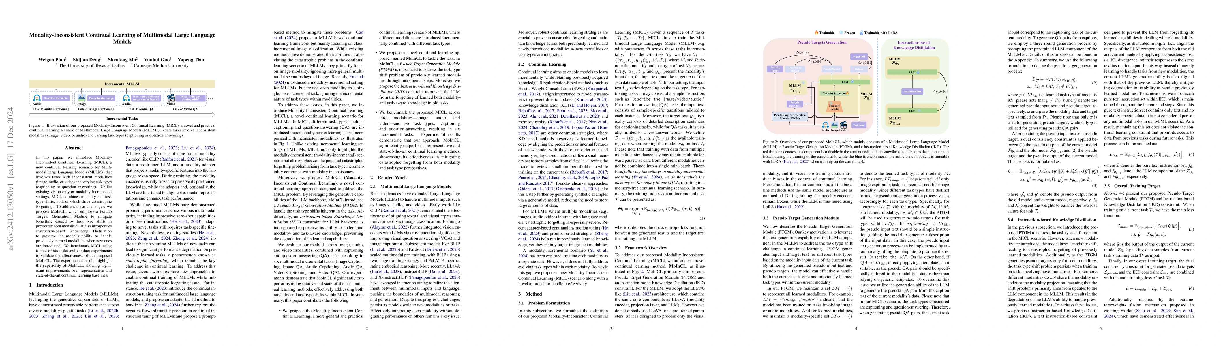 Thumbnail for Modality-Inconsistent Continual Learning of Multimodal Large Language
  Models