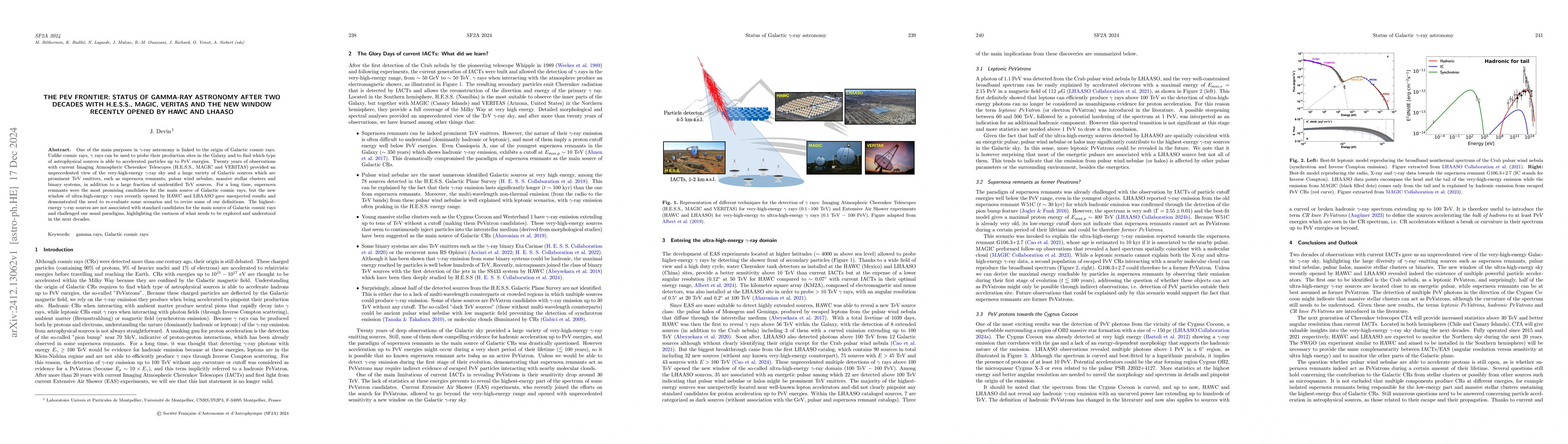 Thumbnail for The PeV Frontier: Status of Gamma-ray astronomy after two decades with
  H.E.S.S., MAGIC, VERITAS and the new window recently opened by HAWC and
  LHAASO