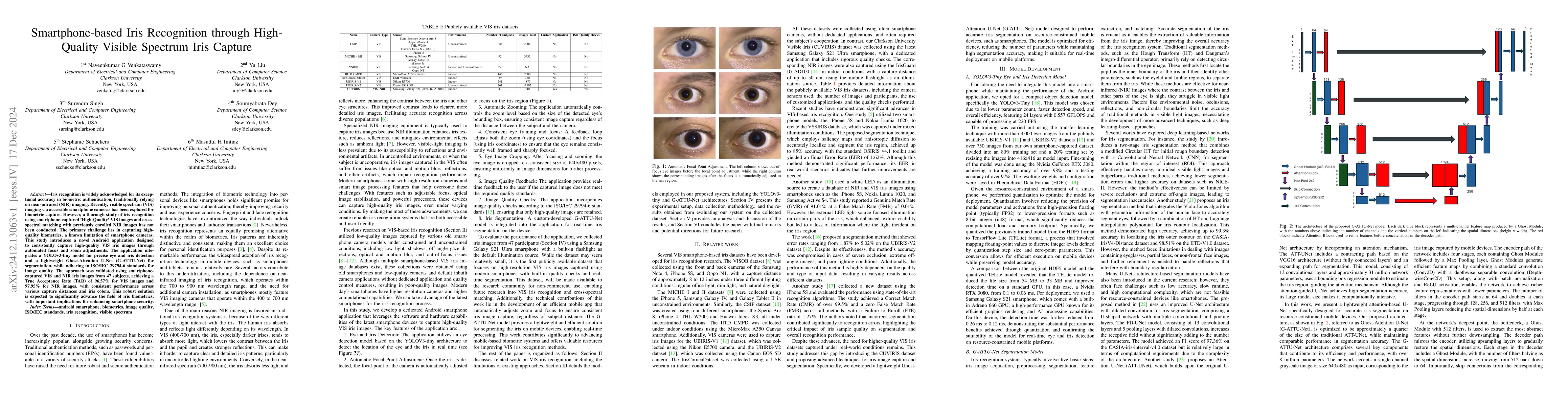 Thumbnail for Smartphone-based Iris Recognition through High-Quality Visible Spectrum
  Iris Capture