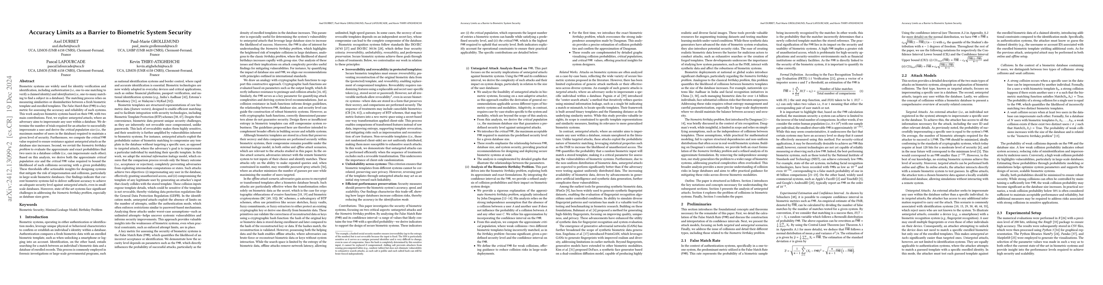 Thumbnail for Accuracy Limits as a Barrier to Biometric System Security