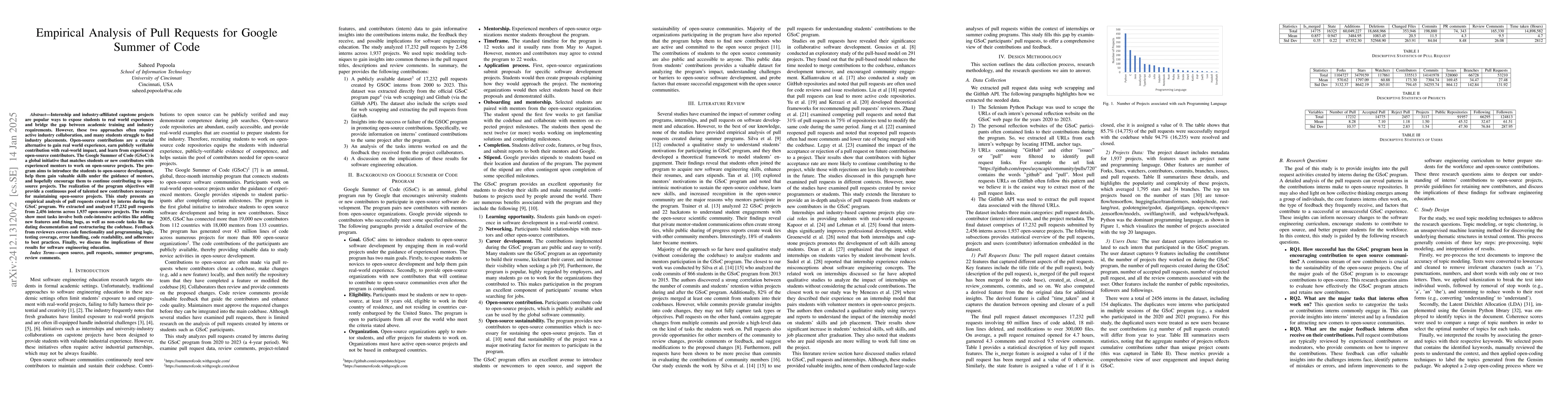 Thumbnail for Empirical Analysis of Pull Requests for Google Summer of Code