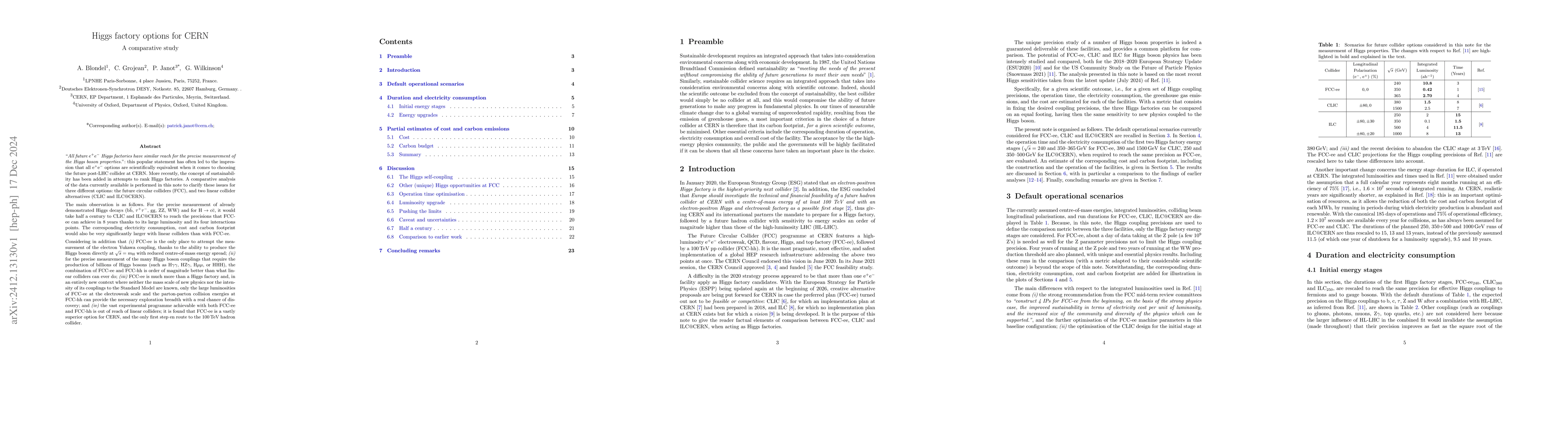 Thumbnail for Higgs Factory options for CERN: A comparative study