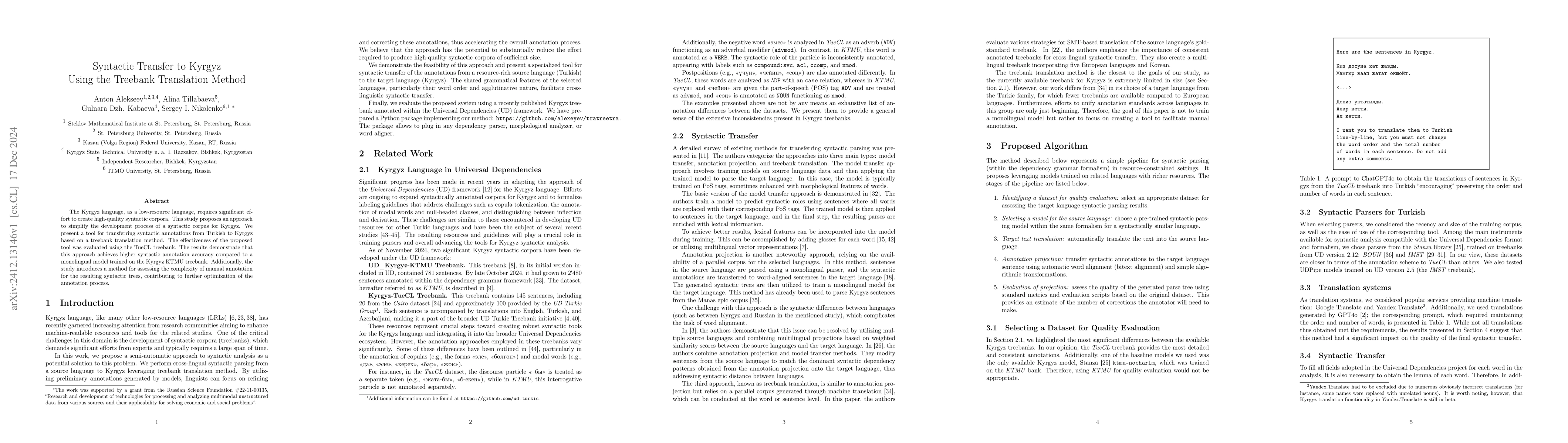 Thumbnail for Syntactic Transfer to Kyrgyz Using the Treebank Translation Method