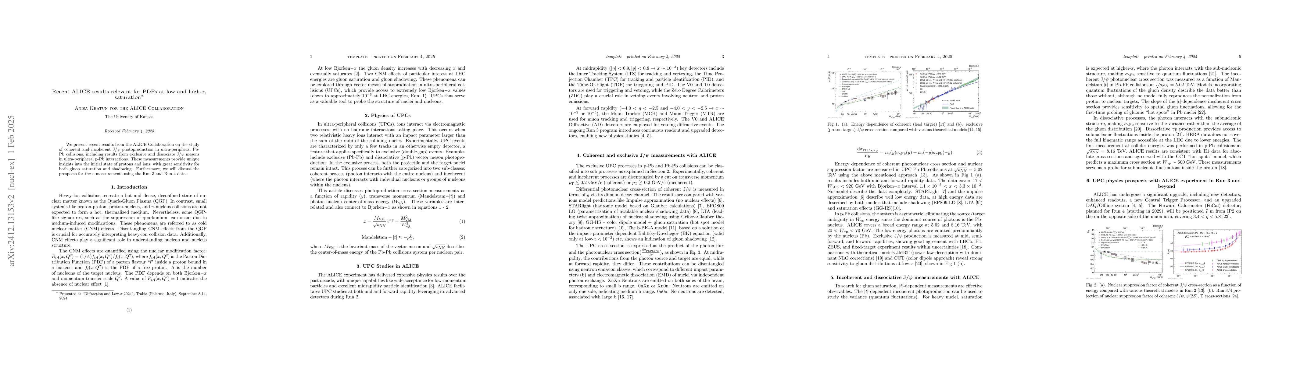 Thumbnail for Recent ALICE results relevant for PDFs at low and high-$x$, saturation