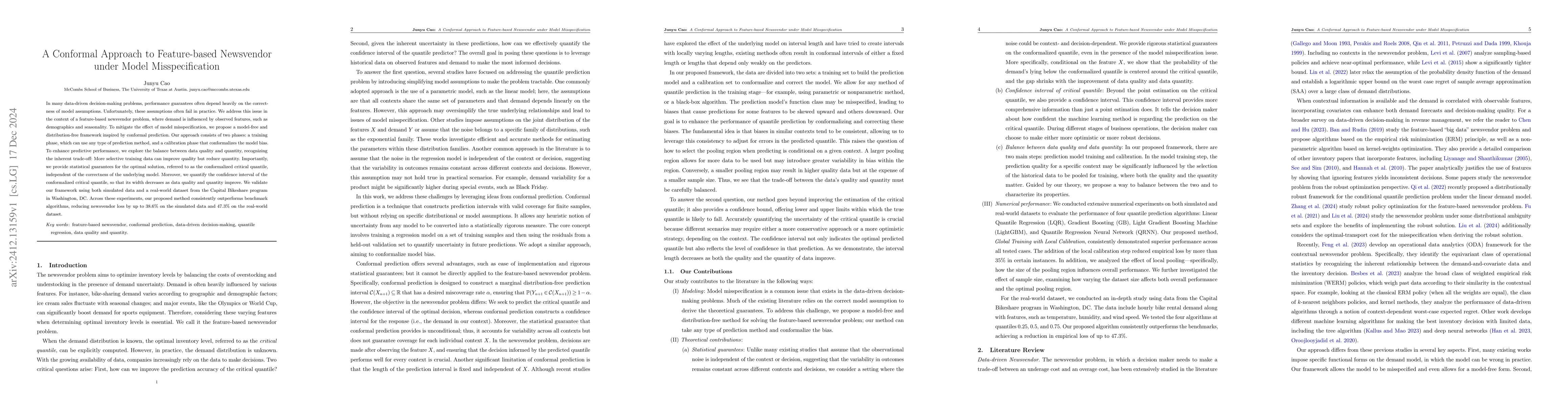 Thumbnail for A Conformal Approach to Feature-based Newsvendor under Model
  Misspecification