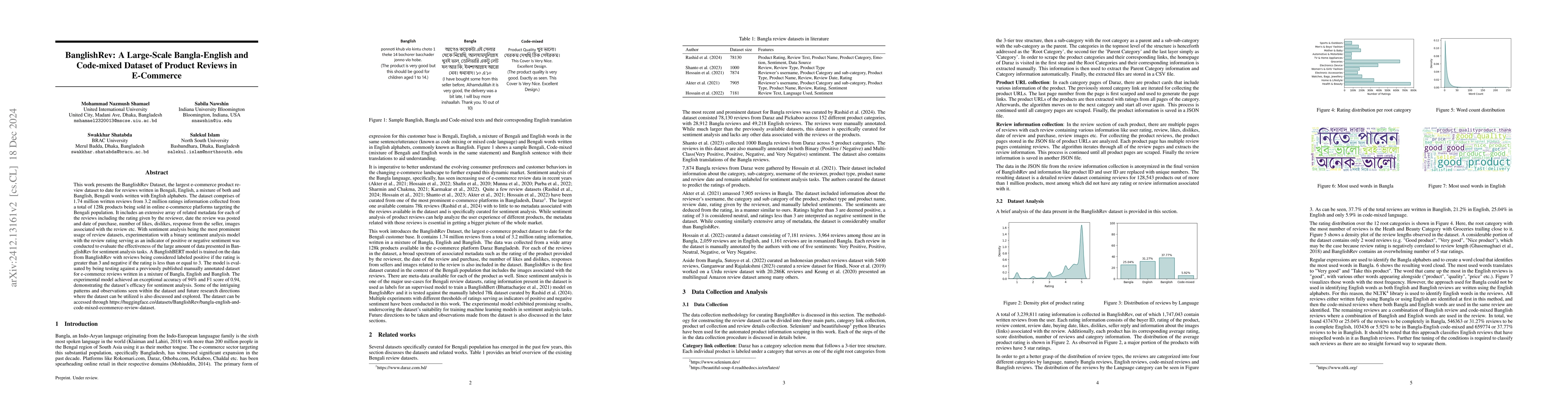 Thumbnail for BanglishRev: A Large-Scale Bangla-English and Code-mixed Dataset of
  Product Reviews in E-Commerce