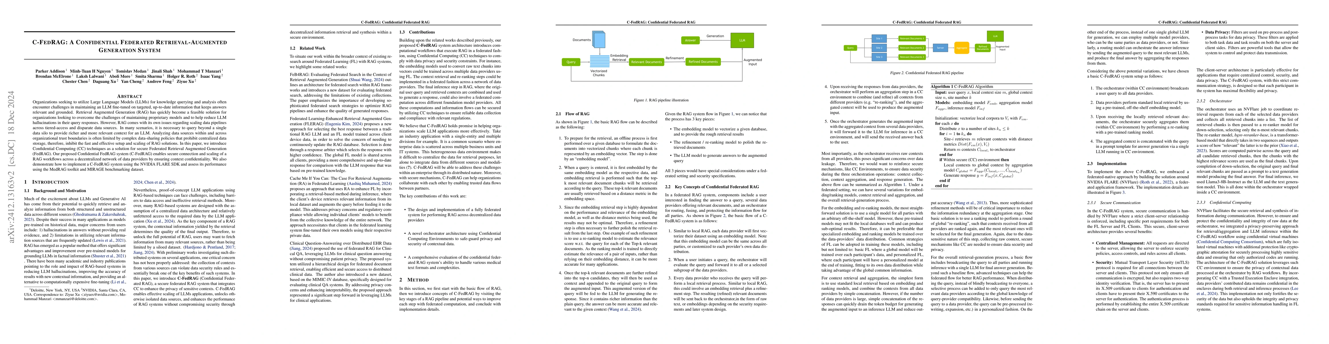 Thumbnail for C-FedRAG: A Confidential Federated Retrieval-Augmented Generation System