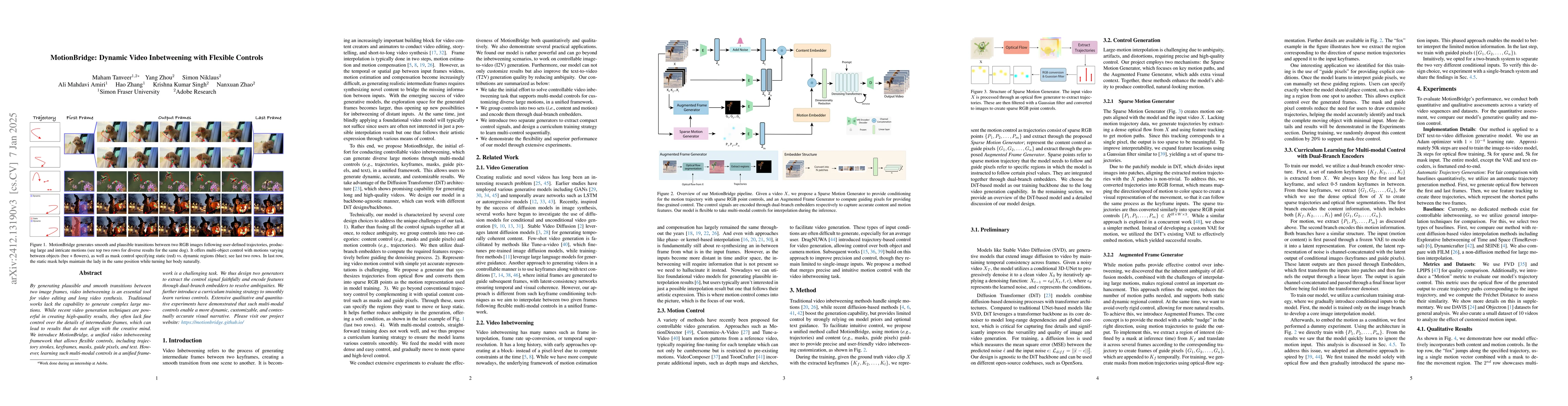 Thumbnail for MotionBridge: Dynamic Video Inbetweening with Flexible Controls