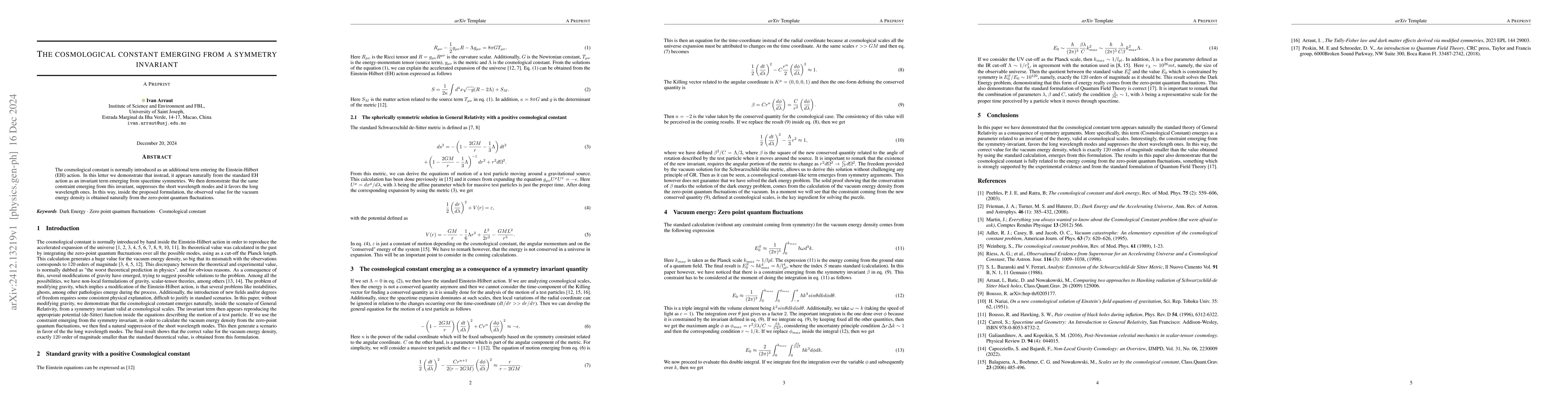 Thumbnail for The cosmological constant emerging from a symmetry invariant