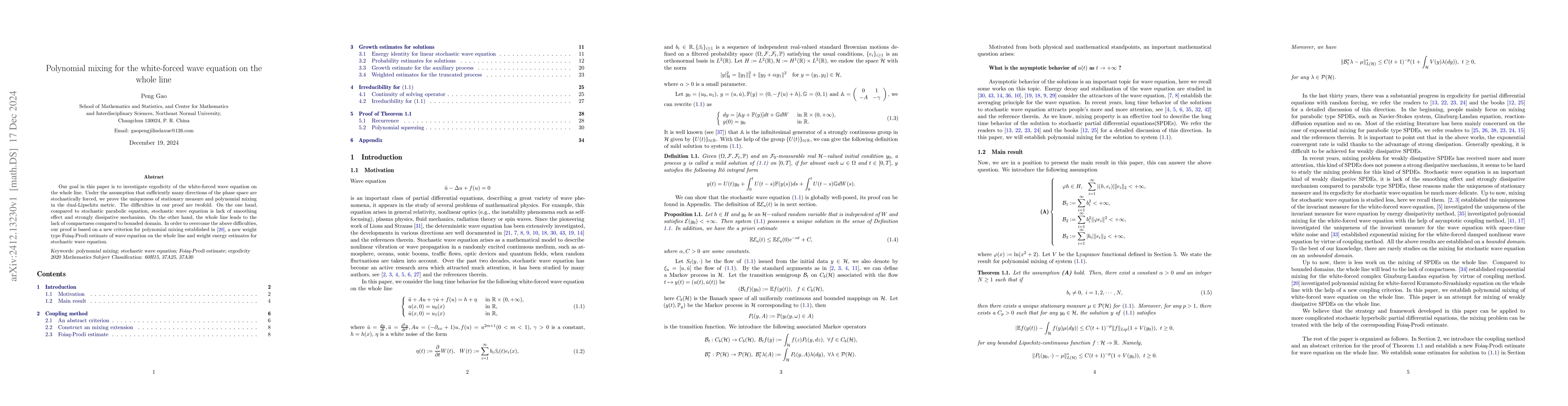 Thumbnail for Polynomial mixing for the white-forced wave equation on the whole line