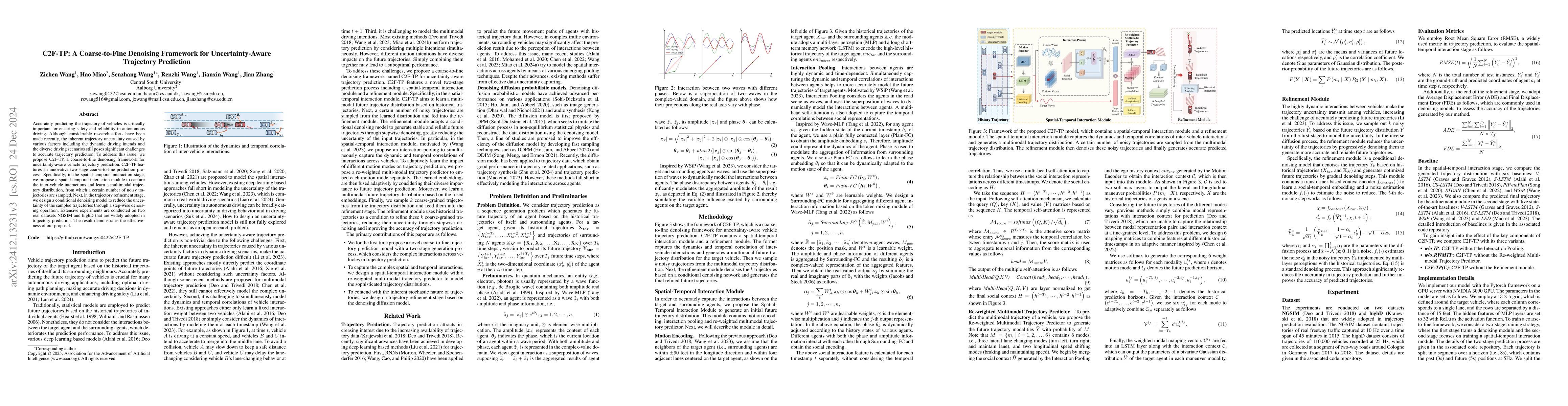 Thumbnail for C2F-TP: A Coarse-to-Fine Denoising Framework for Uncertainty-Aware
  Trajectory Prediction