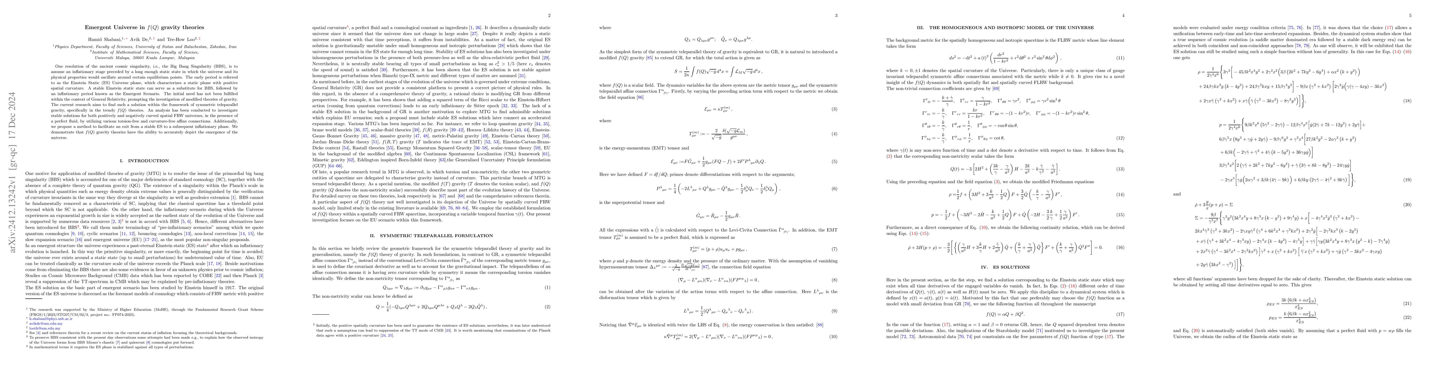 Thumbnail for Emergent Universe in f(Q) gravity theories