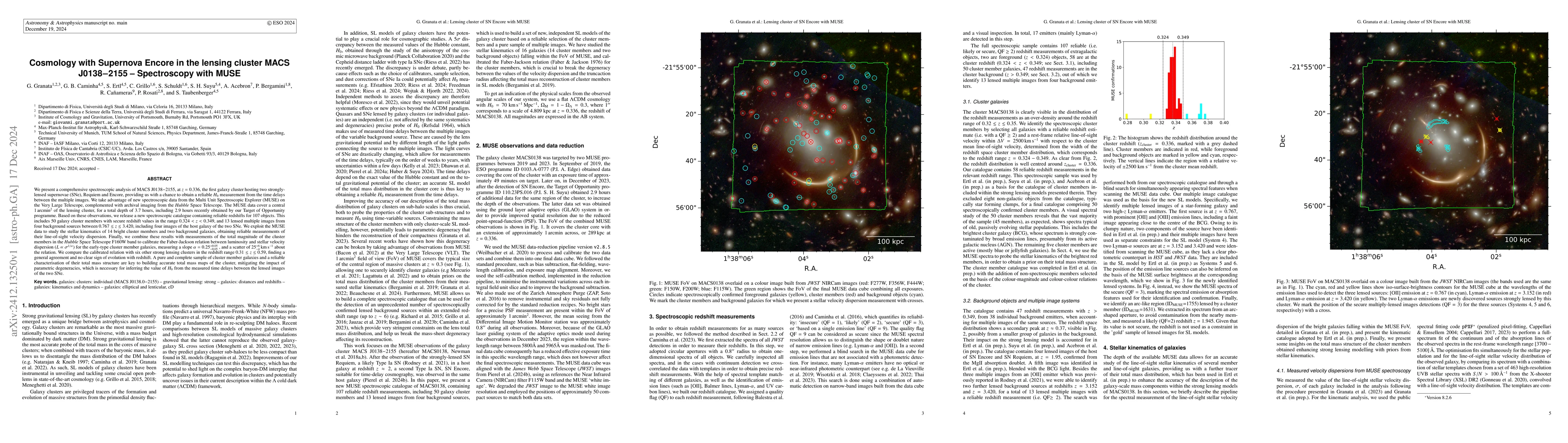 Thumbnail for Cosmology with Supernova Encore in the lensing cluster MACS J0138$-$2155
  -- Spectroscopy with MUSE