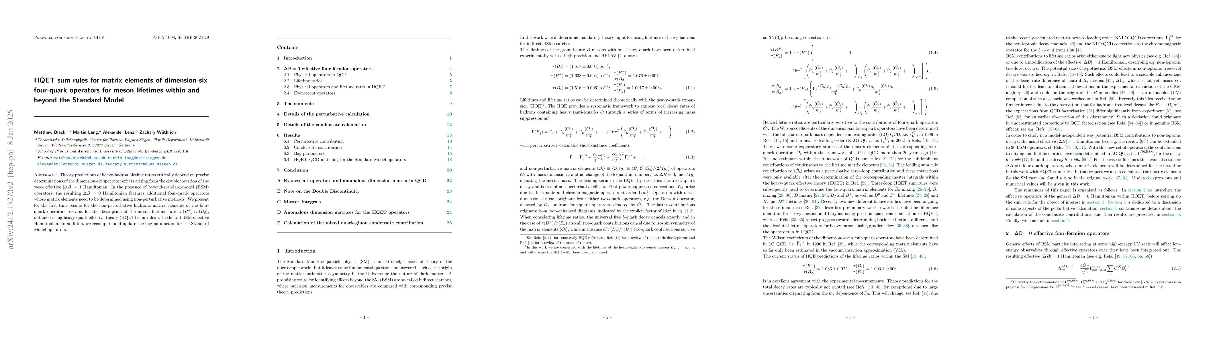 Thumbnail for HQET sum rules for matrix elements of dimension-six four-quark operators
  for meson lifetimes within and beyond the Standard Model