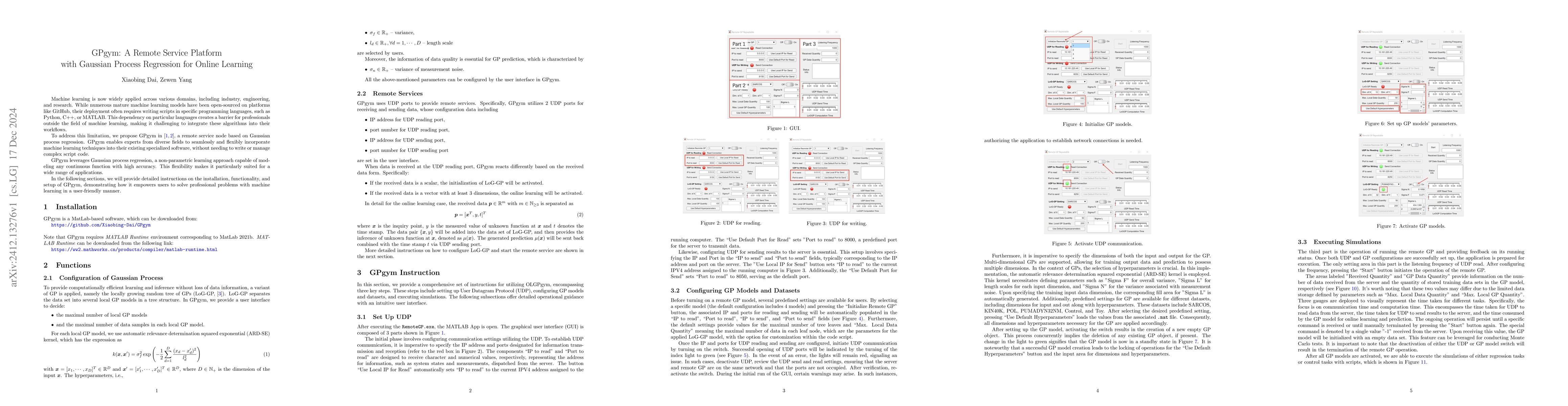 Thumbnail for GPgym: A Remote Service Platform with Gaussian Process Regression for
  Online Learning