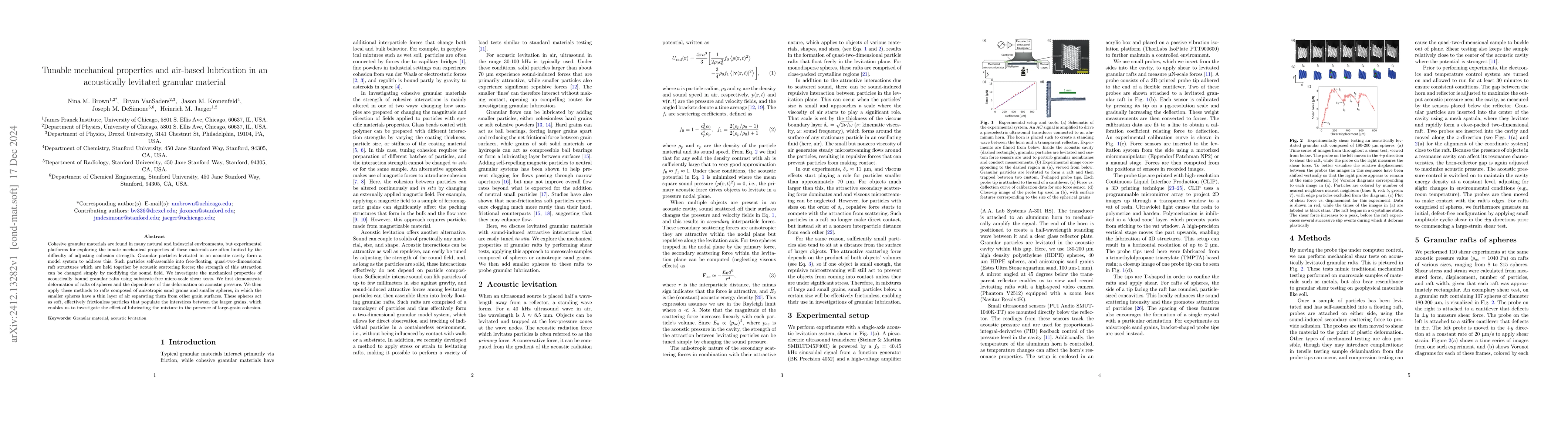 Thumbnail for Tunable mechanical properties and air-based lubrication in an
  acoustically levitated granular material