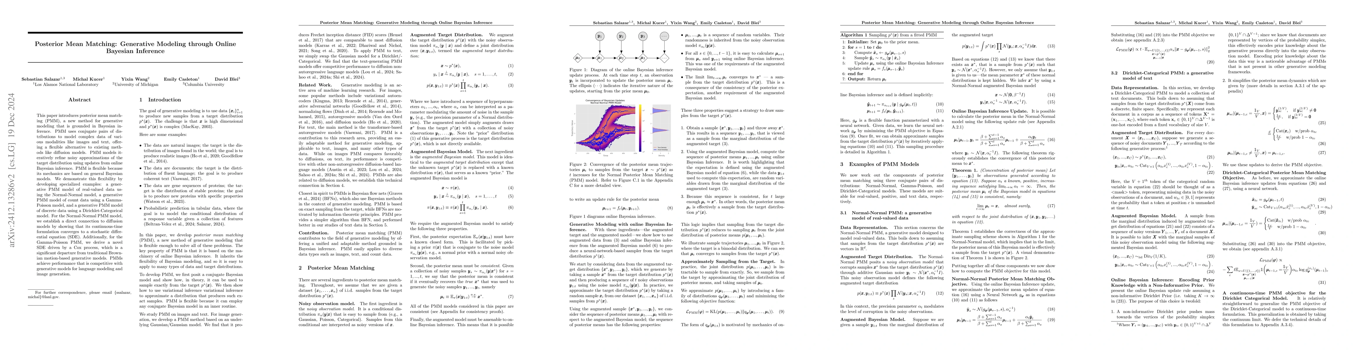 Thumbnail for Posterior Mean Matching: Generative Modeling through Online Bayesian
  Inference