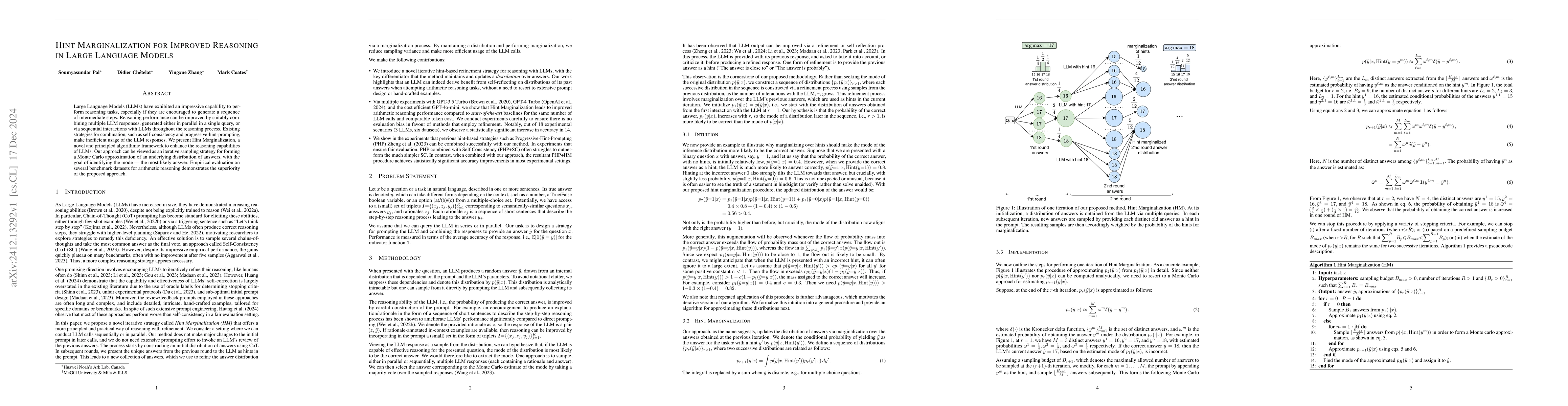 Thumbnail for Hint Marginalization for Improved Reasoning in Large Language Models