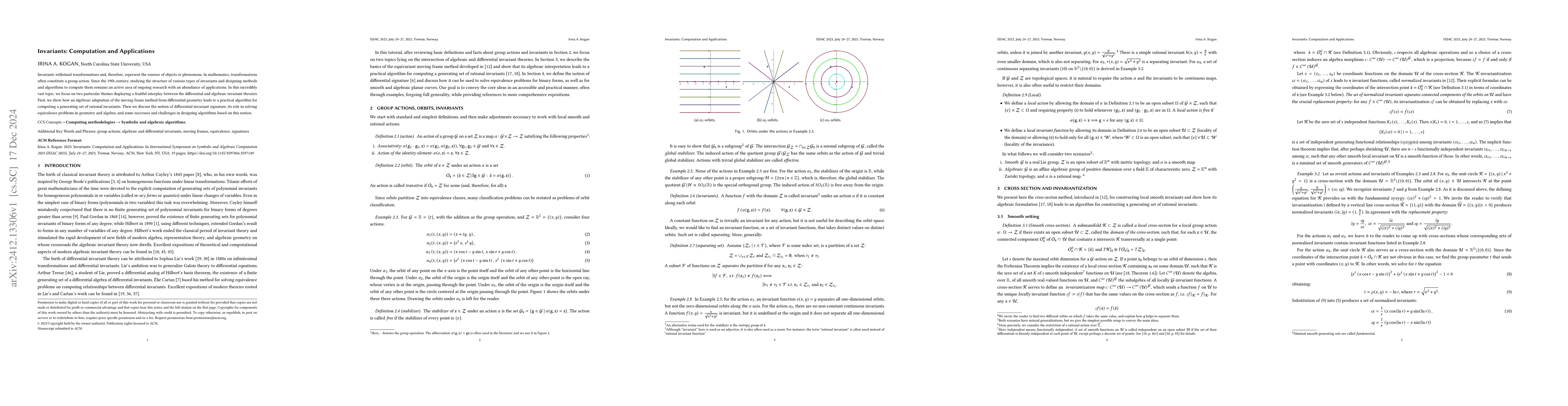 Thumbnail for Invariants: Computation and Applications