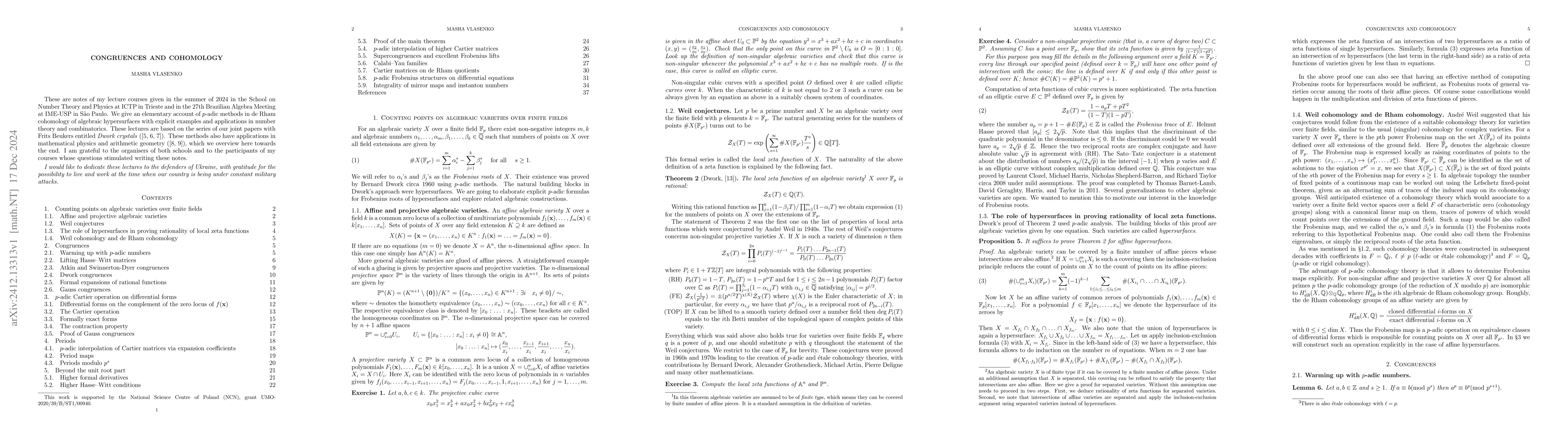 Thumbnail for Cohomology and congruences