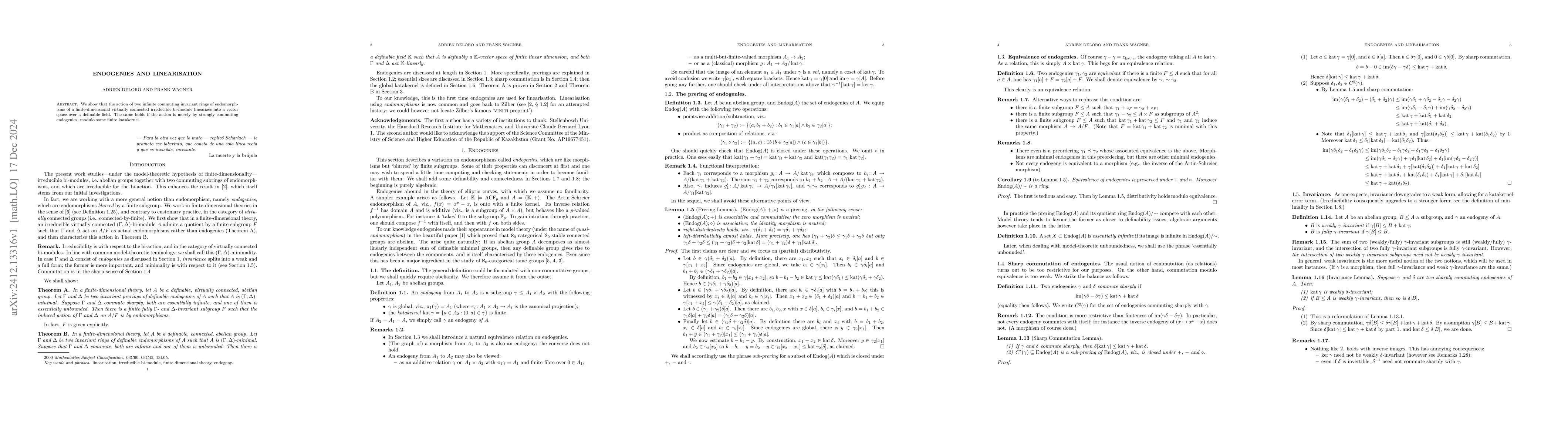 Thumbnail for Endogenies and Linearisation