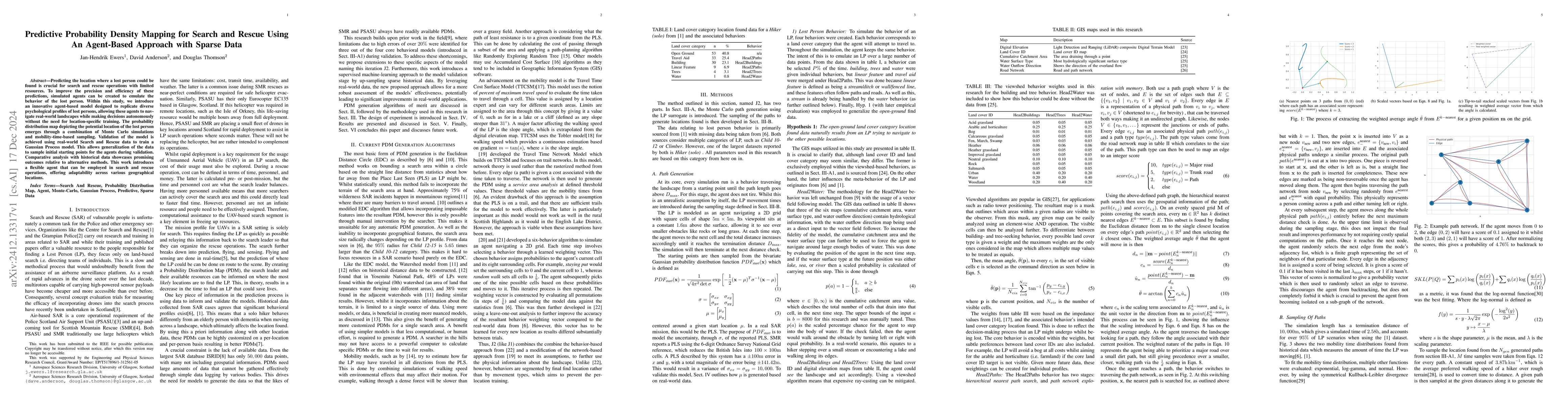 Thumbnail for Predictive Probability Density Mapping for Search and Rescue Using An
  Agent-Based Approach with Sparse Data