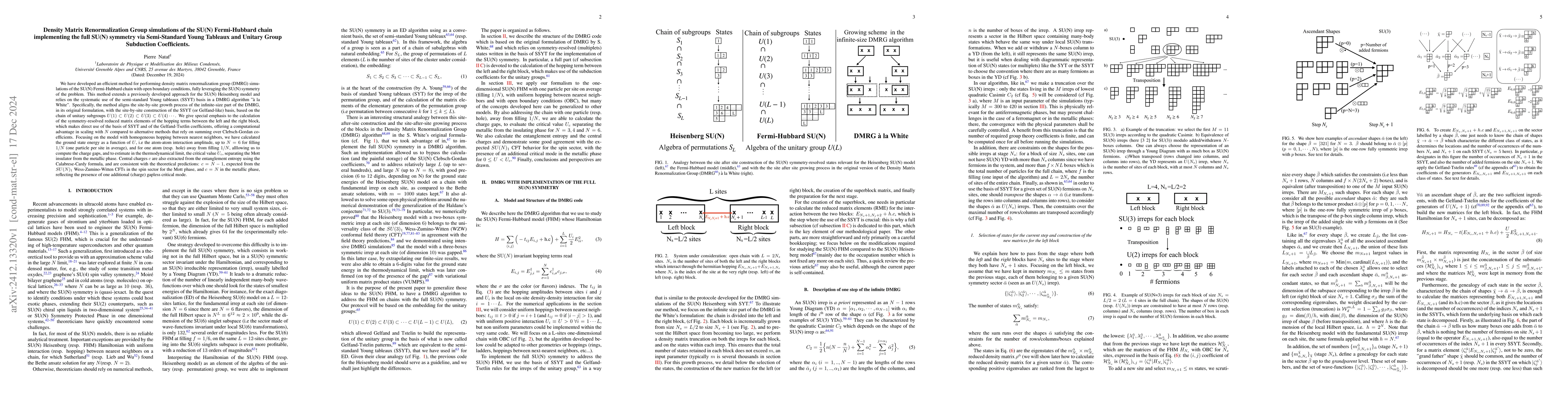 Thumbnail for Density Matrix Renormalization Group simulations of the SU(N)
  Fermi-Hubbard chain implementing the full SU(N) symmetry via Semi-Standard
  Young Tableaux and Unitary Group Subduction Coefficients