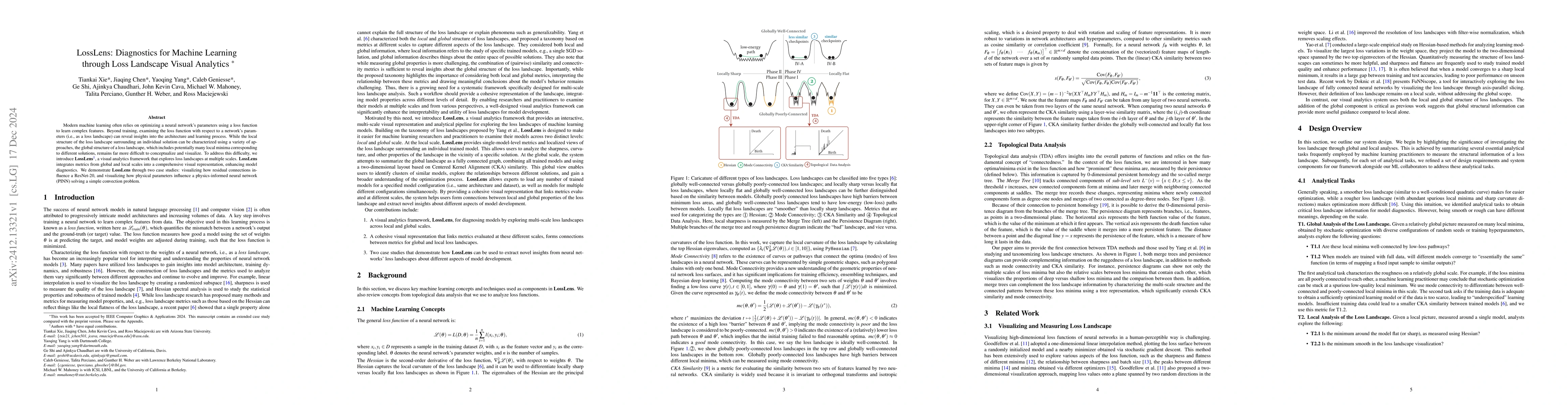 Thumbnail for LossLens: Diagnostics for Machine Learning through Loss Landscape Visual
  Analytics