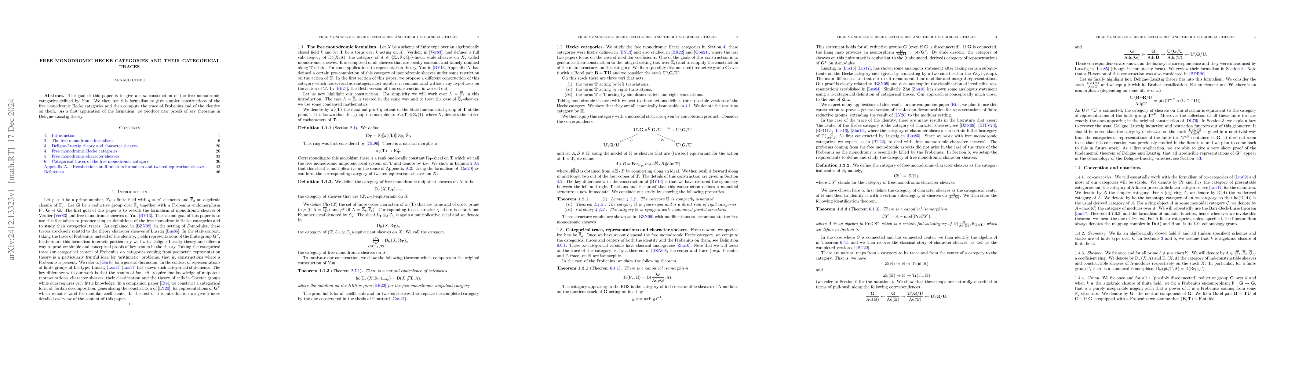 Thumbnail for Free monodromic Hecke categories and their categorical traces