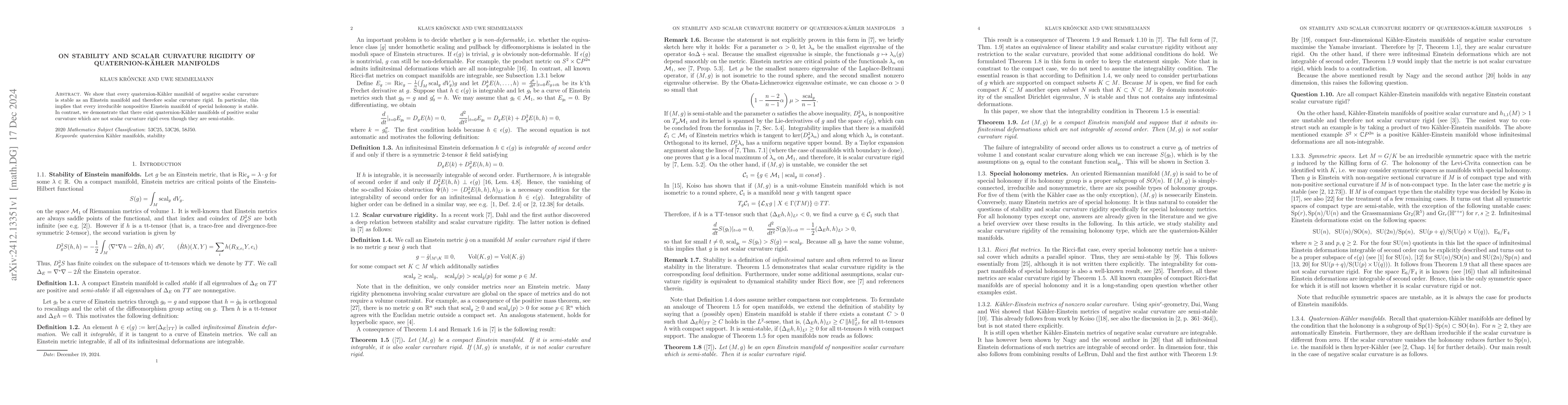 Thumbnail for On stability and scalar curvature rigidity of quaternion-Kähler
  manifolds