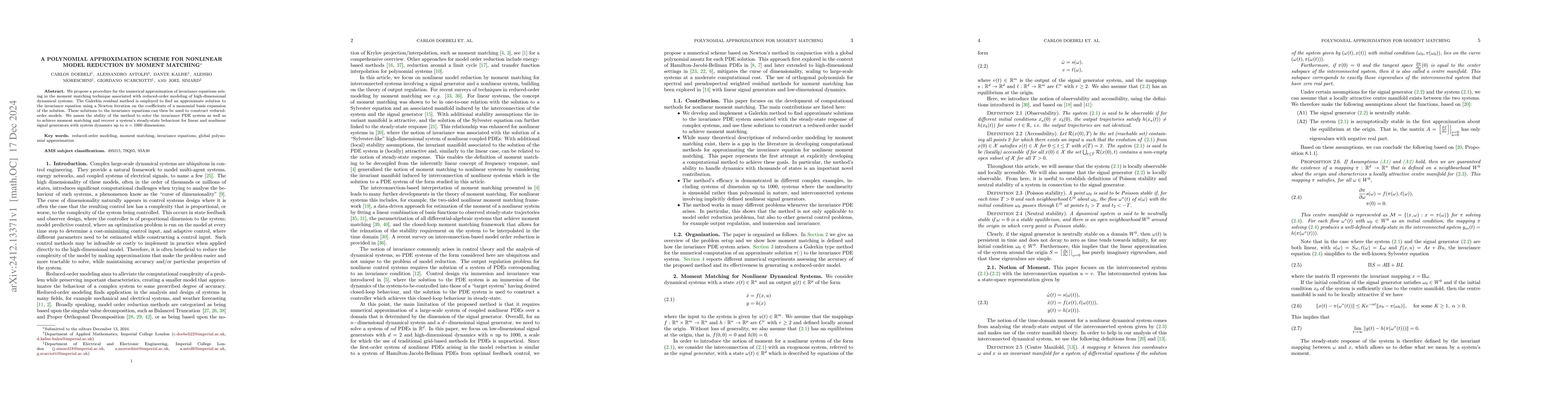 Thumbnail for A polynomial approximation scheme for nonlinear model reduction by
  moment matching