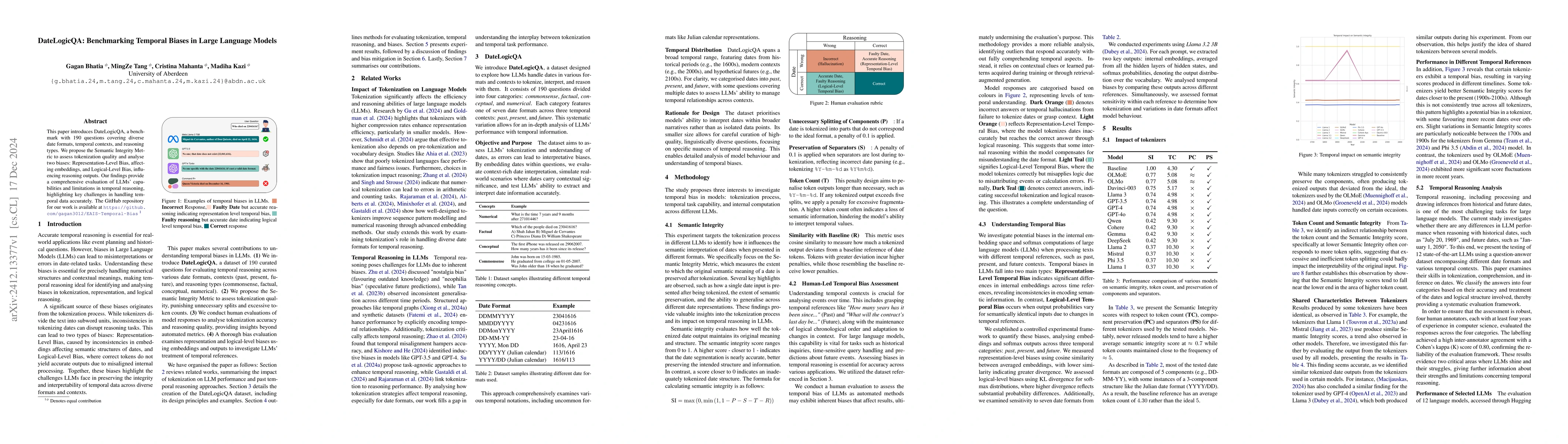 Thumbnail for DateLogicQA: Benchmarking Temporal Biases in Large Language Models