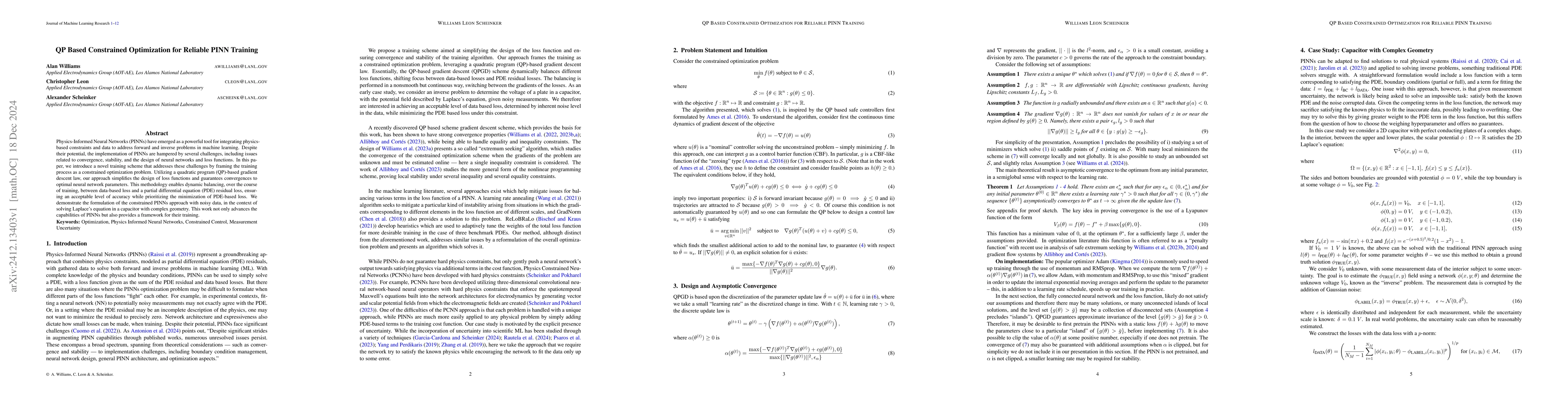 Thumbnail for QP Based Constrained Optimization for Reliable PINN Training