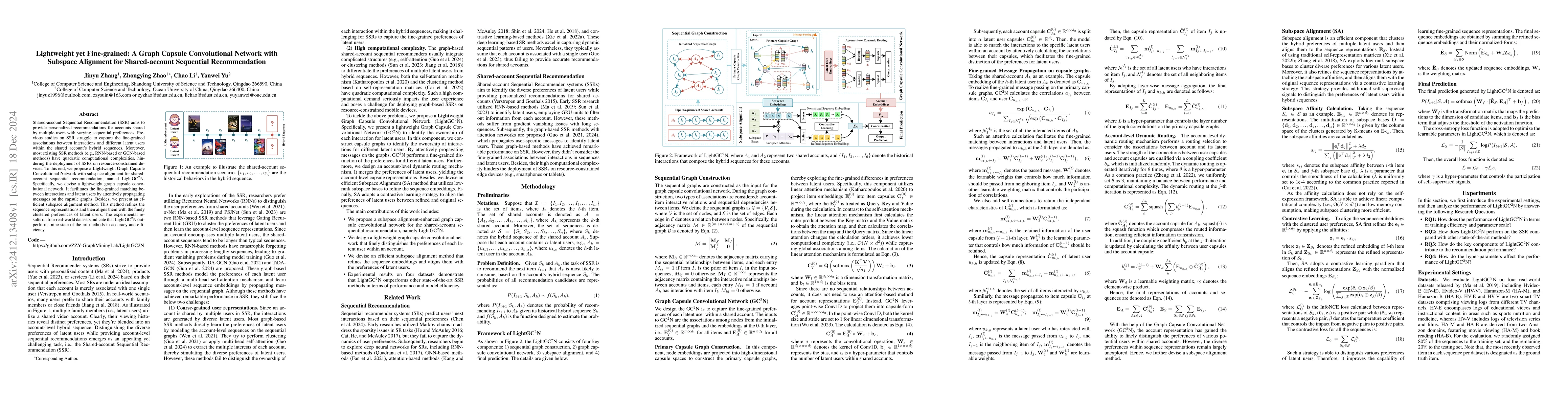 Thumbnail for Lightweight yet Fine-grained: A Graph Capsule Convolutional Network with
  Subspace Alignment for Shared-account Sequential Recommendation