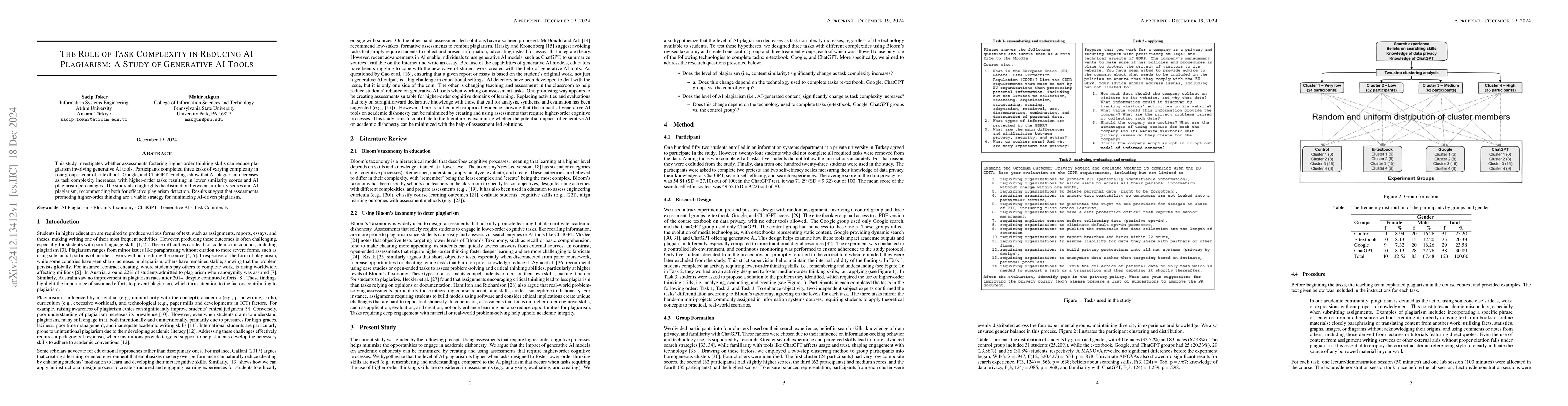 Thumbnail for The Role of Task Complexity in Reducing AI Plagiarism: A Study of
  Generative AI Tools