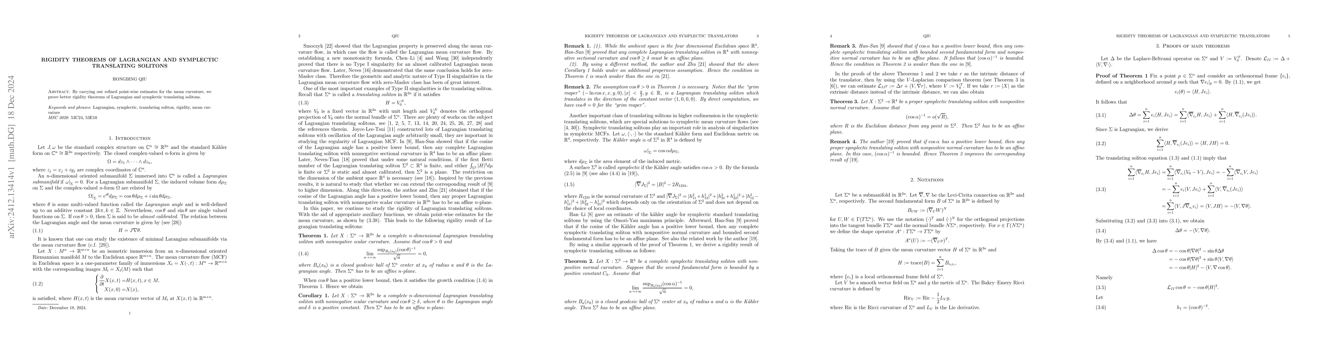 Thumbnail for Rigidity theorems of Lagrangian and symplectic translating solitons