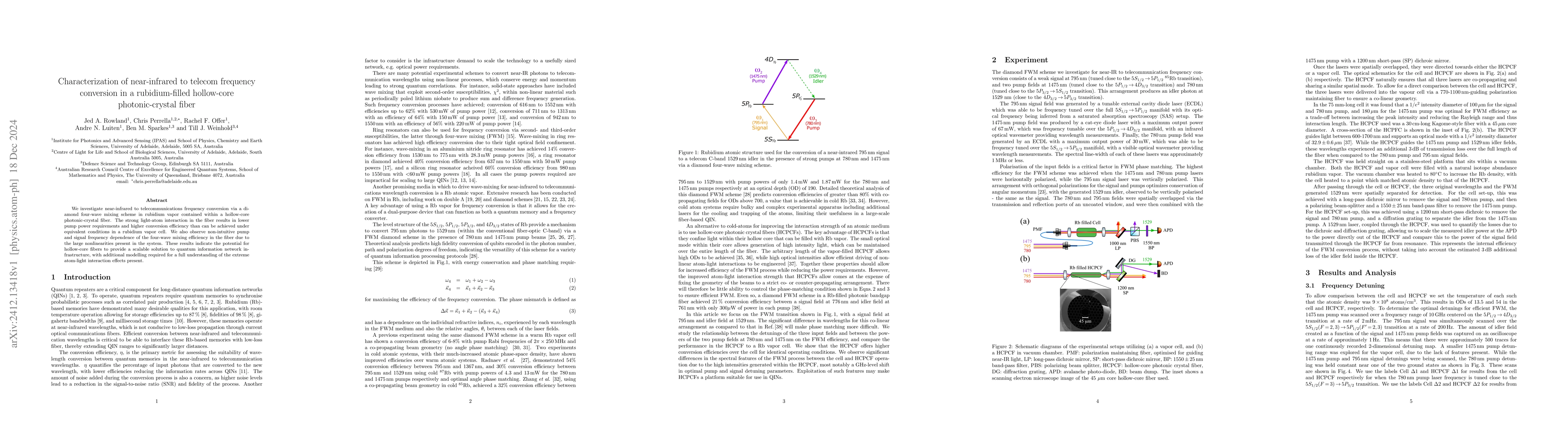 Thumbnail for Characterization of near-infrared to telecom frequency conversion in a
  rubidium-filled hollow-core photonic-crystal fiber