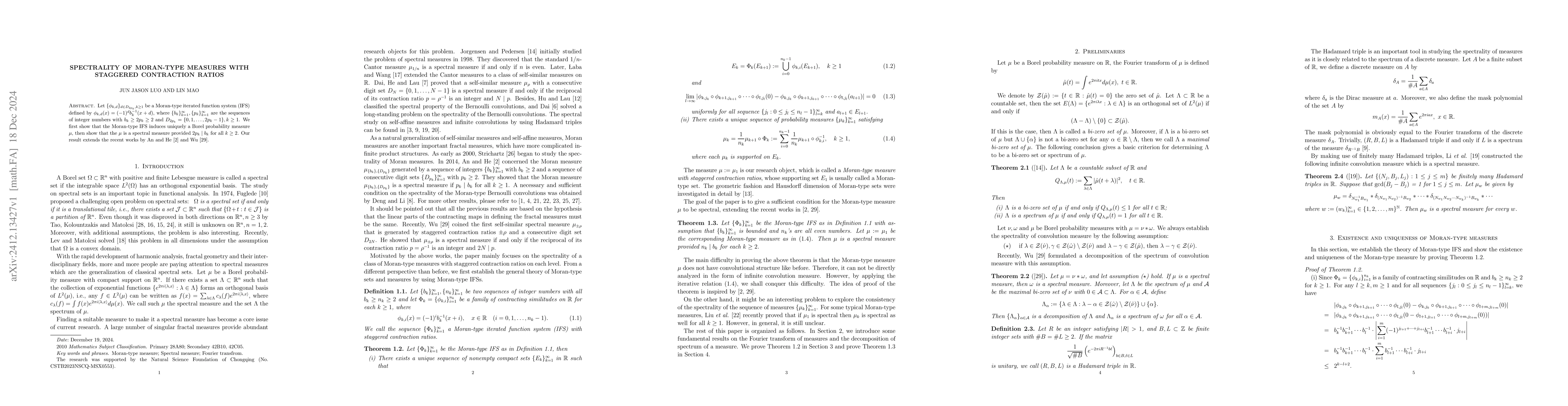 Thumbnail for Spectrality of Moran-type measures with staggered contraction ratios