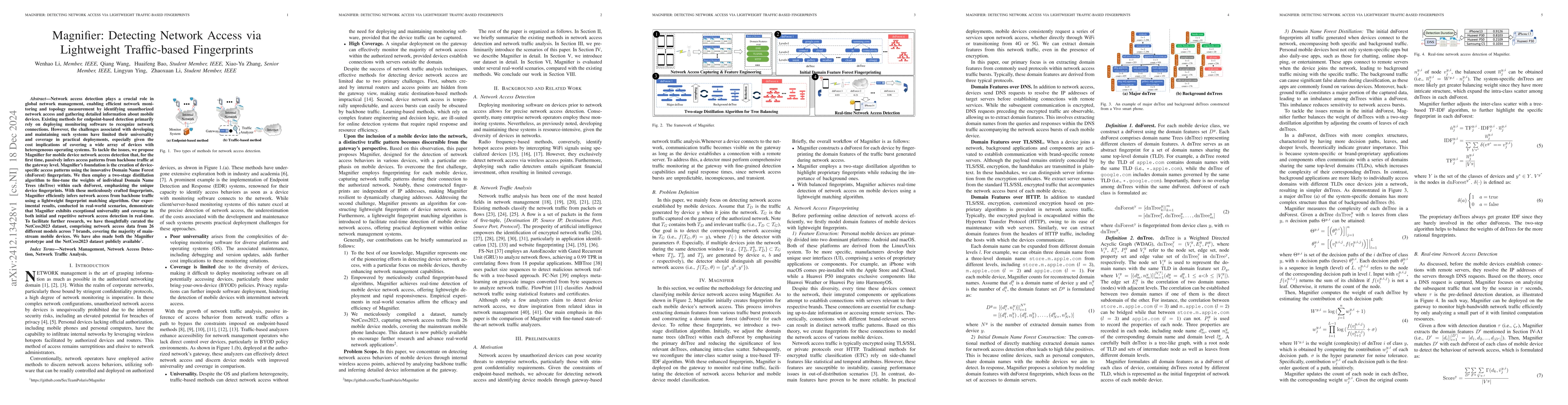 Thumbnail for Magnifier: Detecting Network Access via Lightweight Traffic-based
  Fingerprints