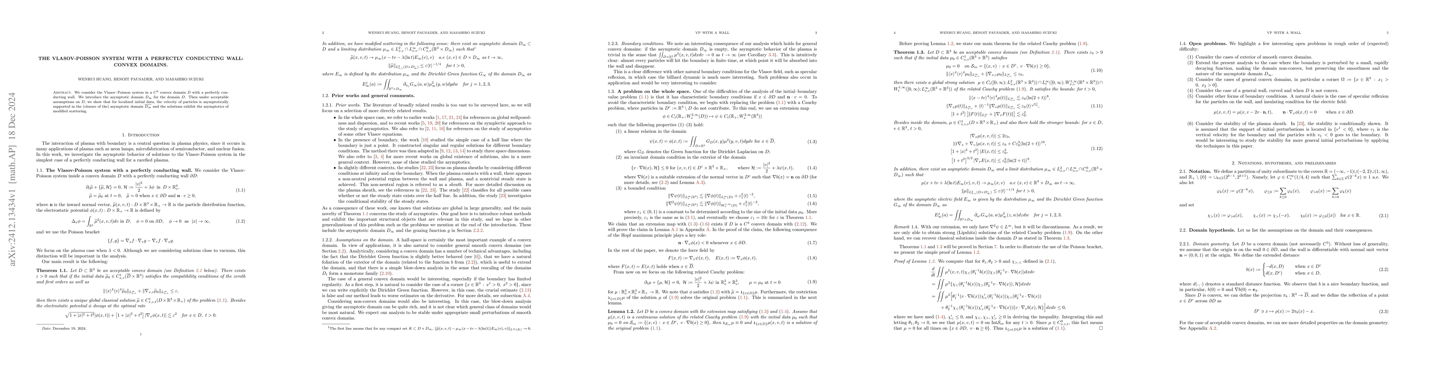 Thumbnail for The Vlasov-Poisson system with a perfectly conducting wall: Convex
  domains