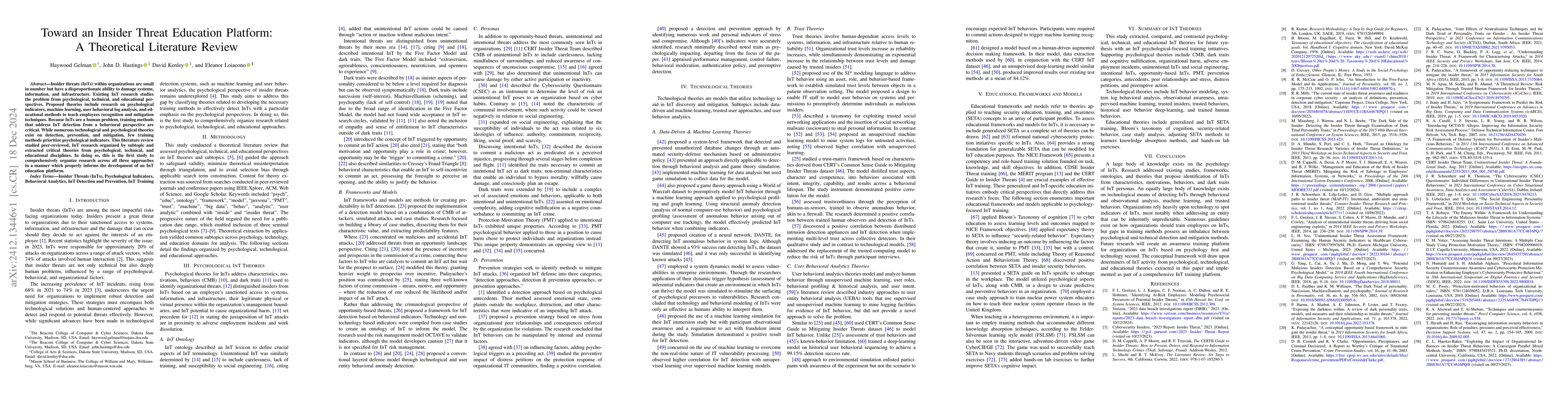 Thumbnail for Toward an Insider Threat Education Platform: A Theoretical Literature
  Review
