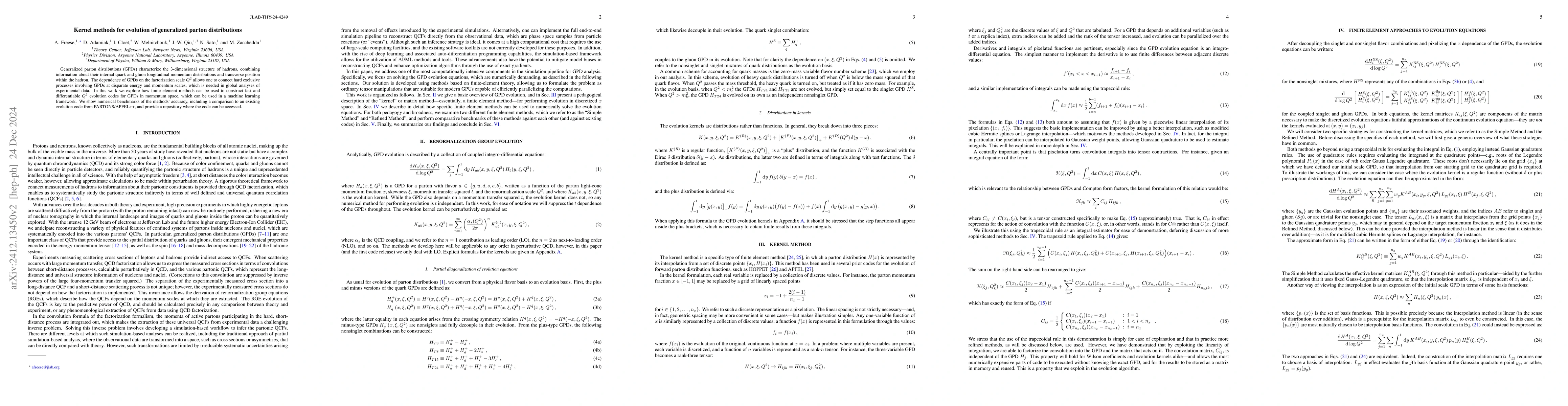 Thumbnail for Kernel methods for evolution of generalized parton distributions
