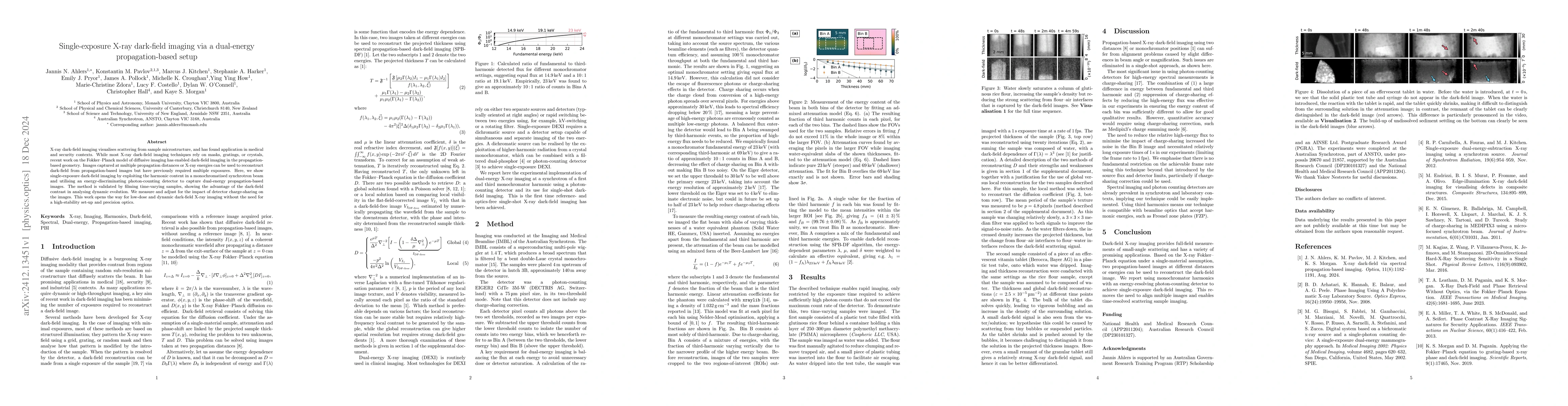 Thumbnail for Single-exposure X-ray dark-field imaging via a dual-energy
  propagation-based setup